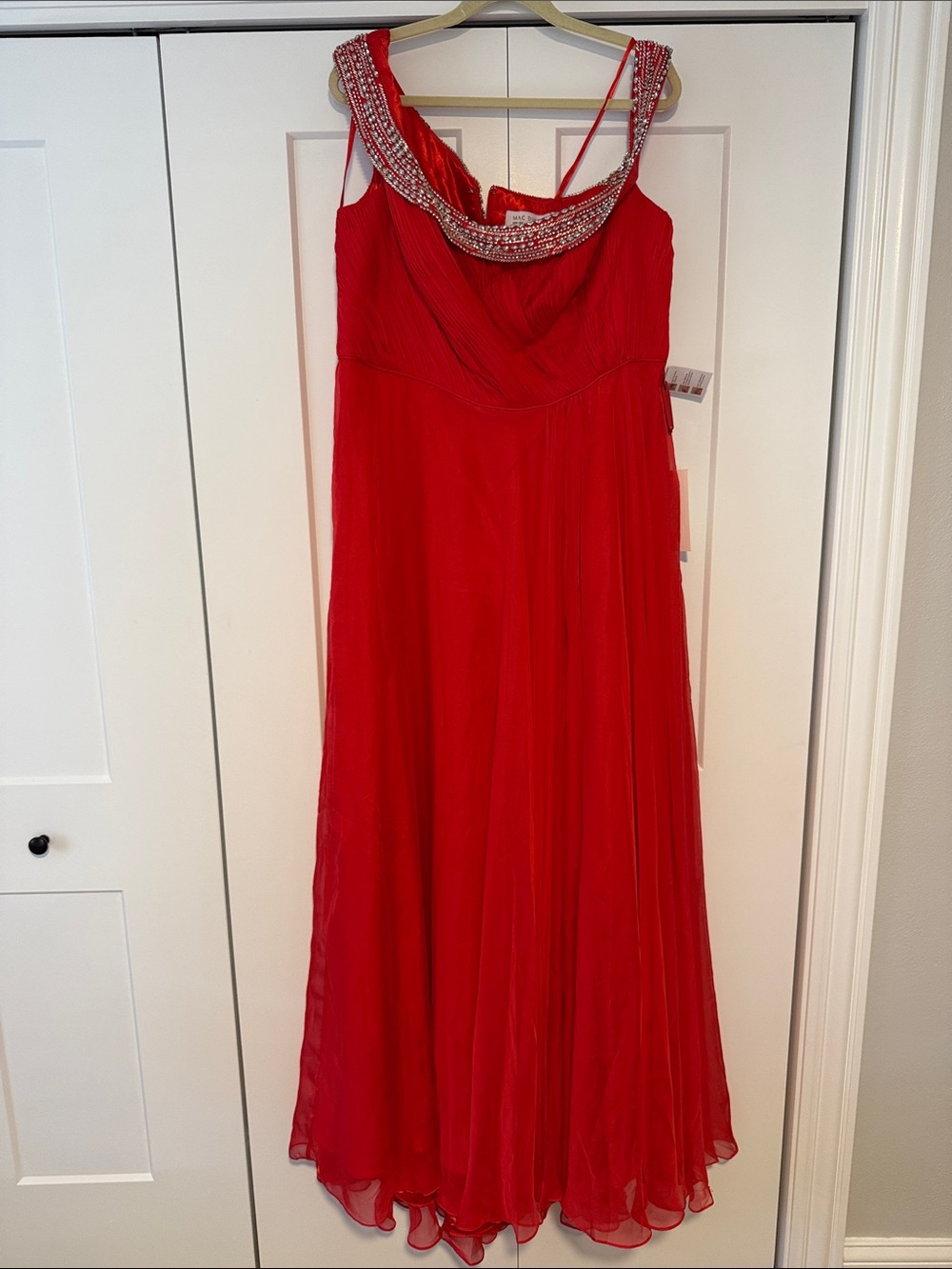 Mac Duggal Vibrant Red Satin Dress Size 18W